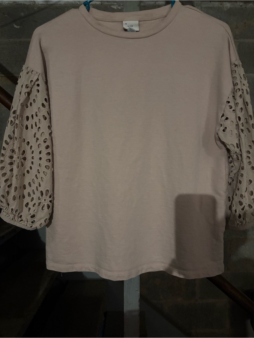 a new day Pale Pink Eyelet Sleeve Sweatshirt